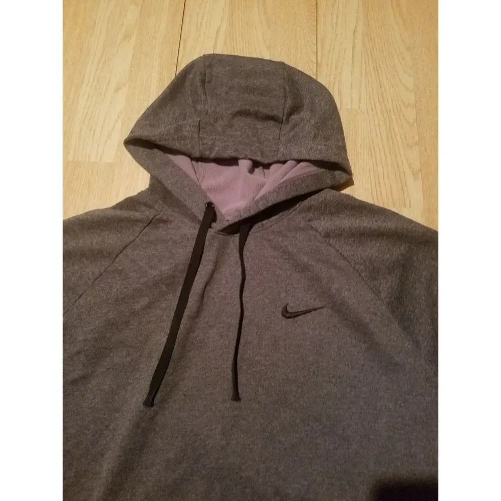 Nike Themar Fit‎ Sweater Mens Large Gray Drawstring Hoodie Activewear Zip Pocket
